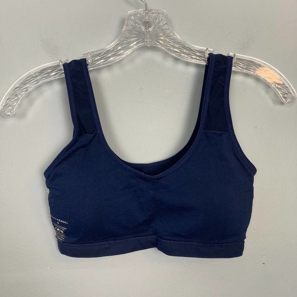 Lucky Brand Seamless Comfort Bra Size M Lightly Padded Sports Bra Navy Red White - Picture 9 of 10